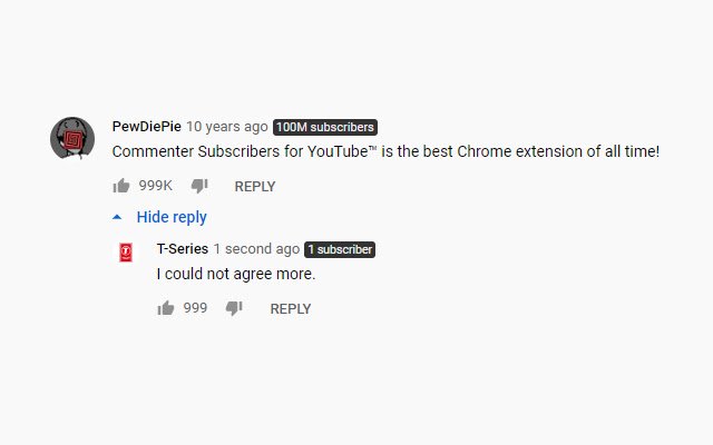 Subscriber Count on Comments for YouTube™  from Chrome web store to be run with OffiDocs Chromium online