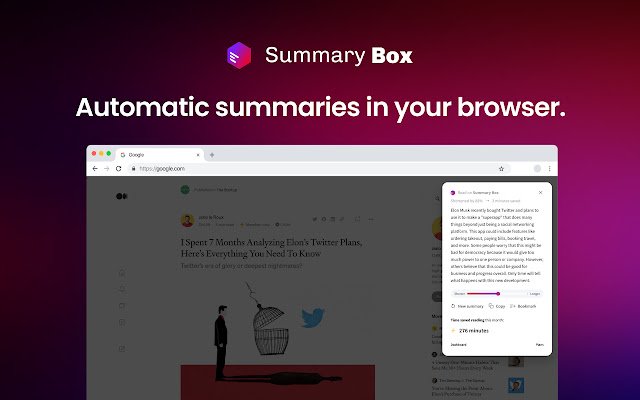 Summary Box  from Chrome web store to be run with OffiDocs Chromium online