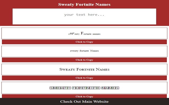 Sweaty Fortnite NamesCopy Paste من متجر Chrome الإلكتروني ليتم تشغيله باستخدام OffiDocs Chromium عبر الإنترنت