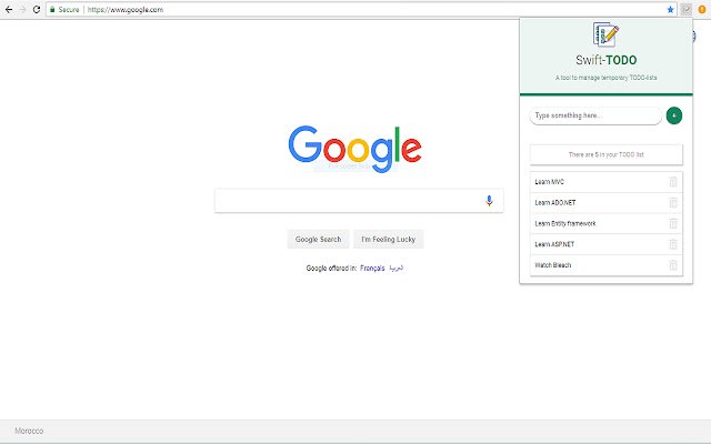 Swift TODO  from Chrome web store to be run with OffiDocs Chromium online