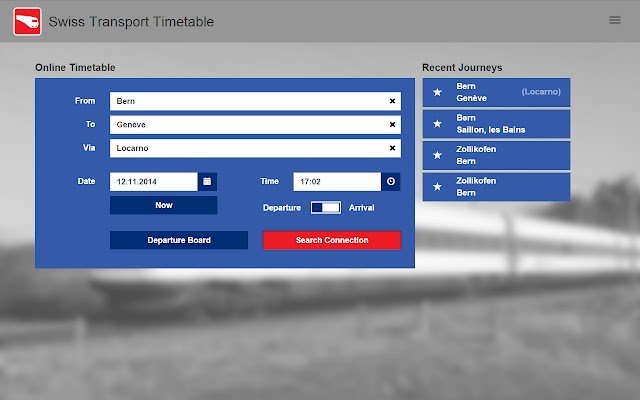 Swiss Transport Timetable  from Chrome web store to be run with OffiDocs Chromium online