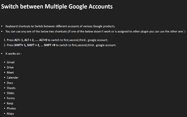 Switch between Multiple Google Accounts  from Chrome web store to be run with OffiDocs Chromium online