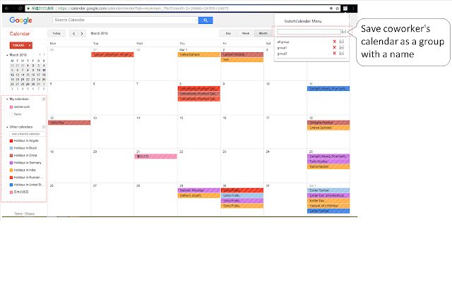 switchCalender  from Chrome web store to be run with OffiDocs Chromium online