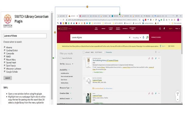 SWITCH Library Consortium Power Search Plugin  from Chrome web store to be run with OffiDocs Chromium online
