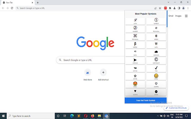 Symbols Copy And Paste  from Chrome web store to be run with OffiDocs Chromium online
