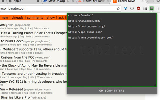 tab2text  from Chrome web store to be run with OffiDocs Chromium online