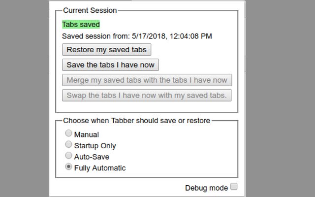 Tabber Multi machine Tab Manager  from Chrome web store to be run with OffiDocs Chromium online