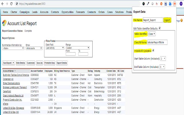 Table Data Export  from Chrome web store to be run with OffiDocs Chromium online