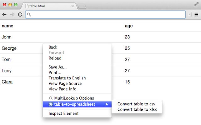 table to spreadsheet  from Chrome web store to be run with OffiDocs Chromium online