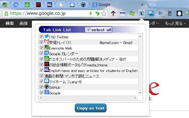 Chrome 网上商店中的 TabLinkList 将与 OffiDocs Chromium 在线运行