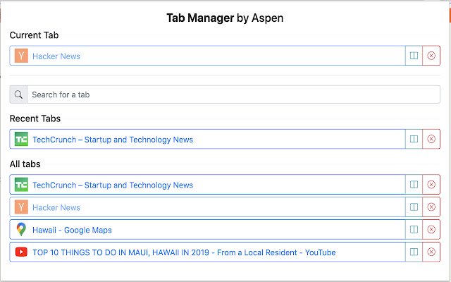 Менеджер вкладок від Aspen із веб-магазину Chrome для запуску з OffiDocs Chromium онлайн