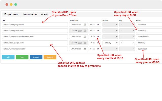 Tab Scheduler with auto open and close  from Chrome web store to be run with OffiDocs Chromium online