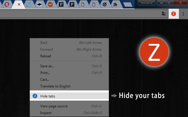 Tabs HideButton  from Chrome web store to be run with OffiDocs Chromium online