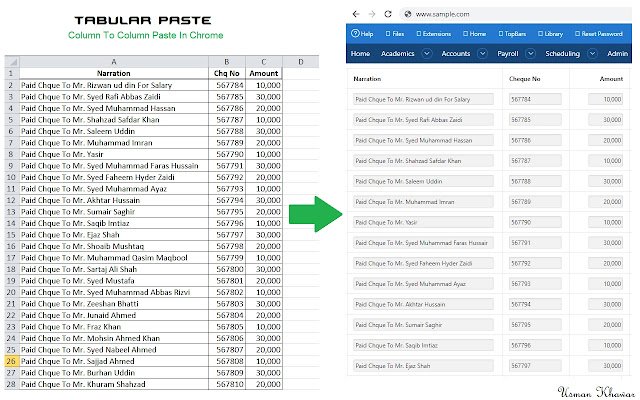 Tabular Paste  from Chrome web store to be run with OffiDocs Chromium online