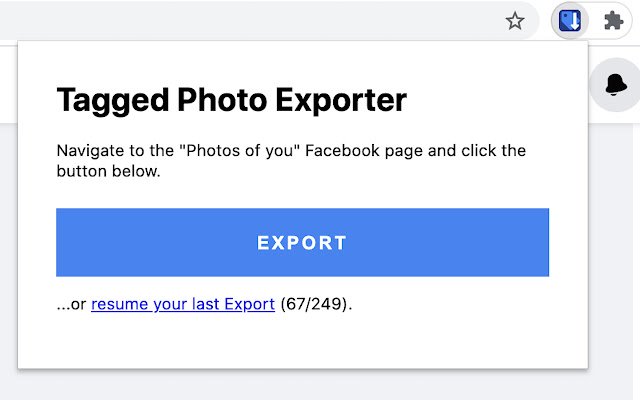 Tagged Photo Exporter for Facebook  from Chrome web store to be run with OffiDocs Chromium online