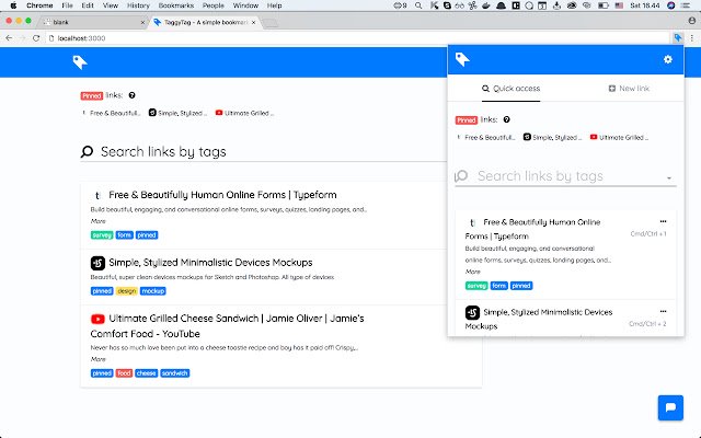 Chrome ウェブストアの TaggyTag を OffiDocs Chromium online で実行