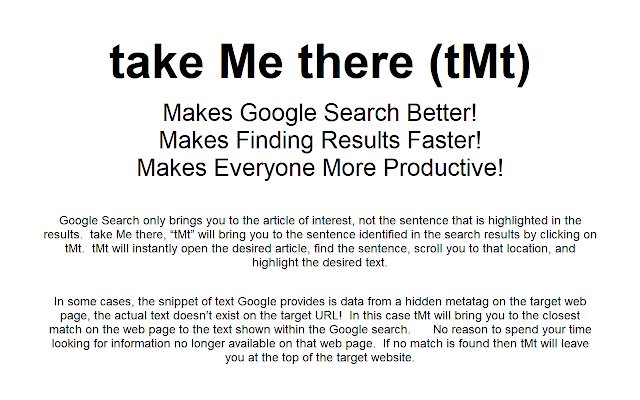 take Me there (tMt)  from Chrome web store to be run with OffiDocs Chromium online
