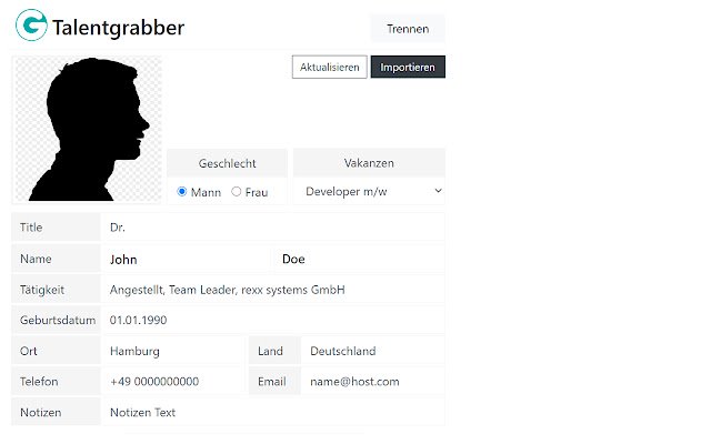 Talentgrabber  from Chrome web store to be run with OffiDocs Chromium online