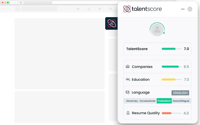 TalentScore  from Chrome web store to be run with OffiDocs Chromium online