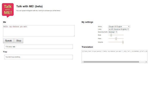 Talk with ME!  from Chrome web store to be run with OffiDocs Chromium online