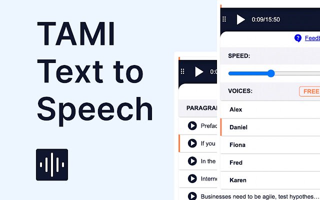 TAMI Text to Speech  from Chrome web store to be run with OffiDocs Chromium online