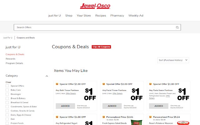 Tap Tap Coupons Just For U Jewel Osco  from Chrome web store to be run with OffiDocs Chromium online