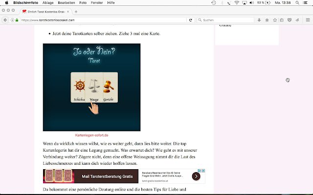 Tarot Orakel deutet Schicksal  from Chrome web store to be run with OffiDocs Chromium online