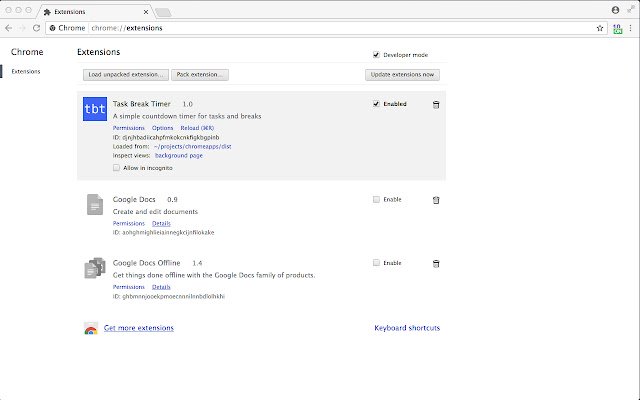Task Break Timer  from Chrome web store to be run with OffiDocs Chromium online