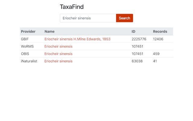 TaxaFind  from Chrome web store to be run with OffiDocs Chromium online