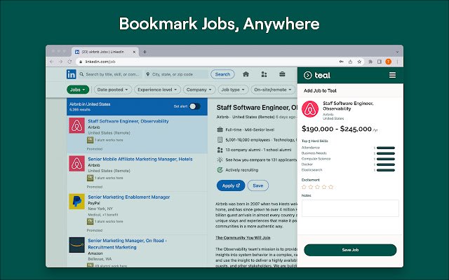 Teal Free Job Search  Contacts Tracker  from Chrome web store to be run with OffiDocs Chromium online