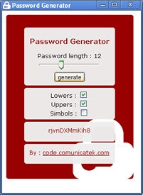 TekPassword (App) a password generator  from Chrome web store to be run with OffiDocs Chromium online