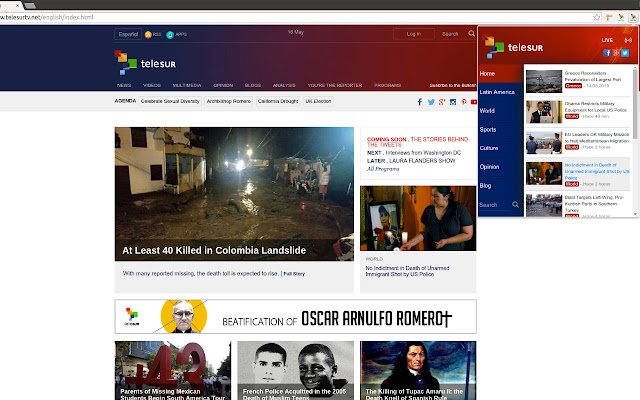 teleSUR English  from Chrome web store to be run with OffiDocs Chromium online