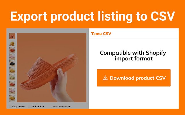 Temu CSV Export Temu product Shopify CSV  from Chrome web store to be run with OffiDocs Chromium online