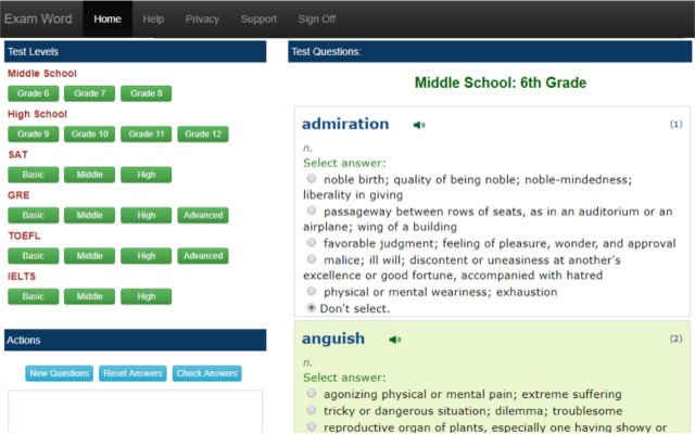 Test Vocabulary Online  from Chrome web store to be run with OffiDocs Chromium online