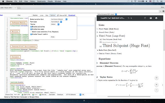 TeX, LaTex Viewer and Editor  from Chrome web store to be run with OffiDocs Chromium online