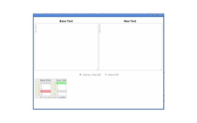 Text Diff (jsdifflib)  from Chrome web store to be run with OffiDocs Chromium online
