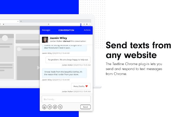 La messagerie texte Textline Business de la boutique en ligne Chrome doit être exécutée avec OffiDocs Chromium en ligne