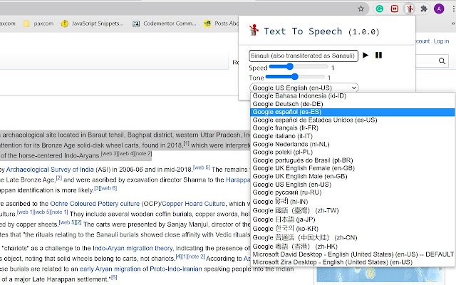 Text to Speech  from Chrome web store to be run with OffiDocs Chromium online