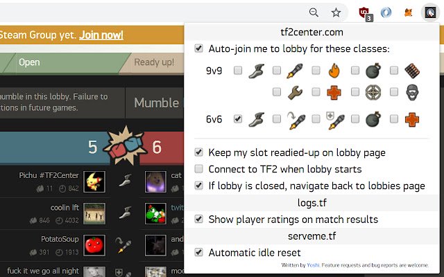 TF2Center Tools  from Chrome web store to be run with OffiDocs Chromium online