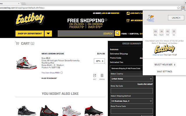 The Cart Thief Eastbay  from Chrome web store to be run with OffiDocs Chromium online