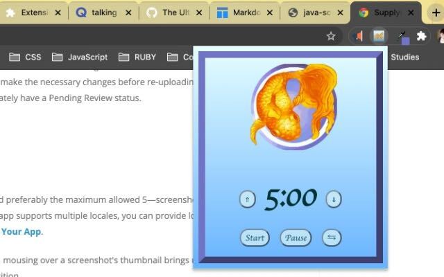 The Goldfish Timer  from Chrome web store to be run with OffiDocs Chromium online