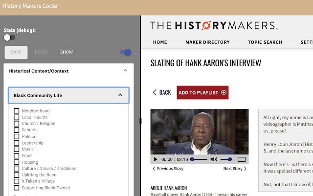 The History Makers Segment Coder  from Chrome web store to be run with OffiDocs Chromium online