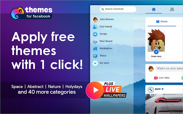 Themes for Facebook  from Chrome web store to be run with OffiDocs Chromium online