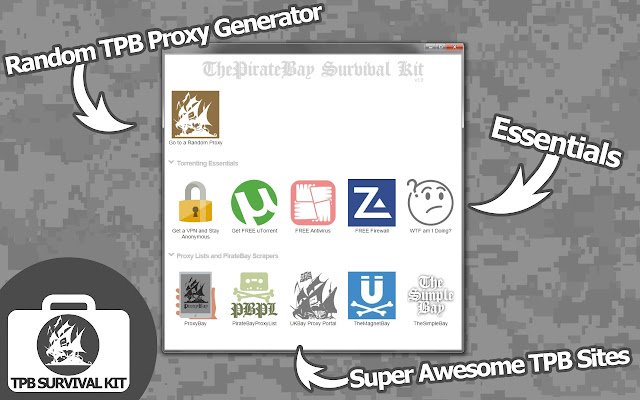 ThePirateBay Survival Kit  from Chrome web store to be run with OffiDocs Chromium online