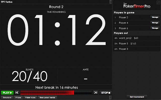 De Poker Timer van de Chrome-webwinkel om online met OffiDocs Chromium te draaien