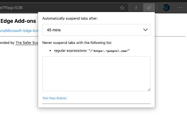 Ang Safer Suspender mula sa Chrome web store na tatakbo sa OffiDocs Chromium online