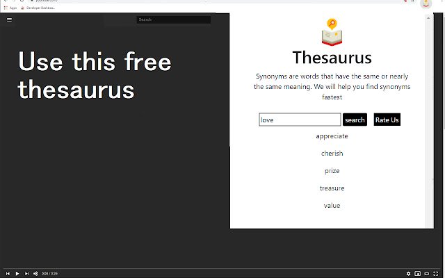 Thesaurus für Google Chrome™ aus dem Chrome-Webshop zur Ausführung mit OffiDocs Chromium online