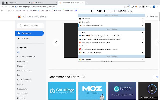 THE SIMPLEST TAB MANAGER  from Chrome web store to be run with OffiDocs Chromium online