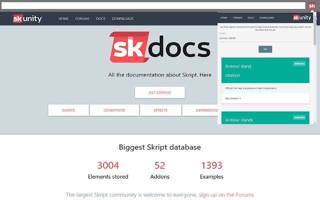 The skUnity Extension  from Chrome web store to be run with OffiDocs Chromium online