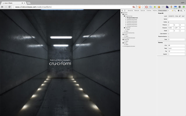 Three.js Editor Extension  from Chrome web store to be run with OffiDocs Chromium online